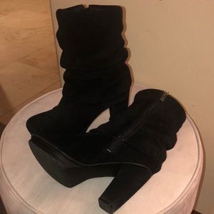 Black Suede calf booties
